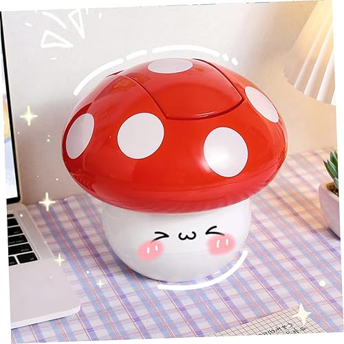 Miniatura 2 de Cubo de basura decorativo con tapa en forma de hongo para el hogar, oficina, cocina, cuarto de bebé, lindo contenedor de hongos para una fácil