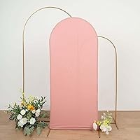 Vista 7 de Efavormart - Marco de fondo redondo de elastano de 6 pies, color rosa polvoriento, cubierta de arco de boda de 2 lados