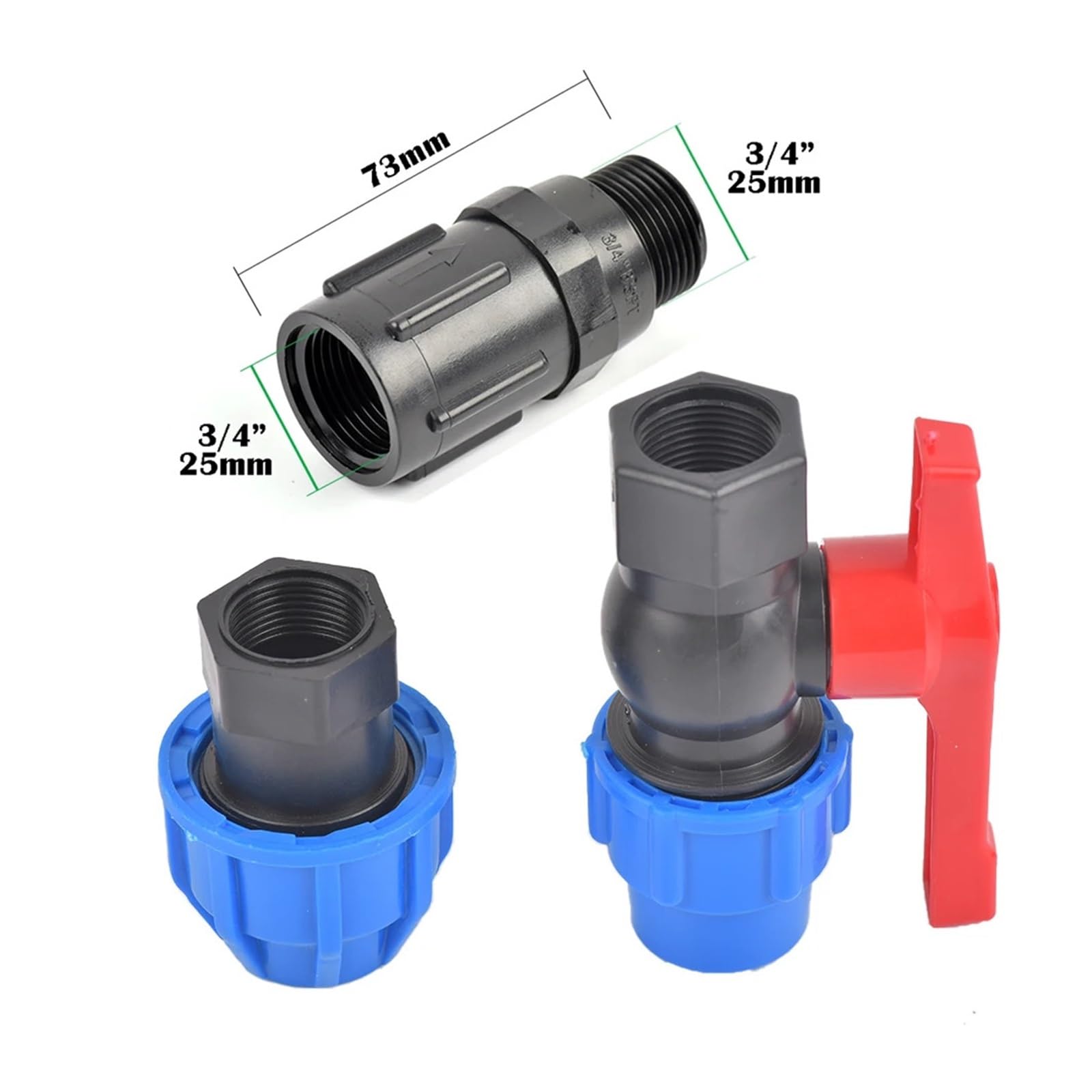 Générique 1 Jeu de Filtre à Eau à Maille mâle 120 Mailles 3/4 "1" avec connecteur de Robinet à Bille en Plastique 25/32mm for l'irrigation du Jardin agricole(E)