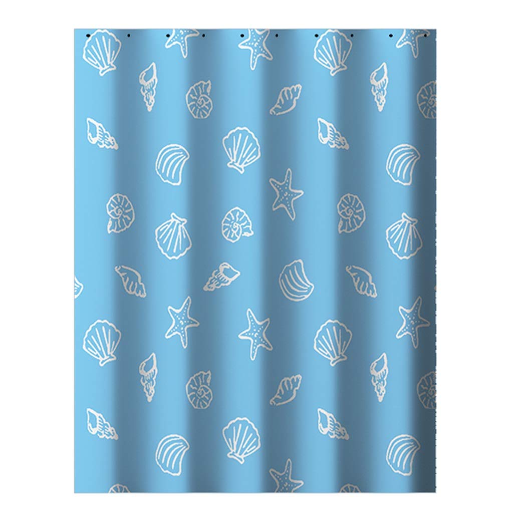 Rideau de douche bleu 180x200cm en tissu épais imperméable pour salle de bain