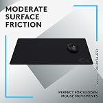 Logitech G640 Grand tapis de souris de jeu en tissu, optimisé pour les capteurs de jeu, friction de surface modérée, tapis de mousse non glissante - noir