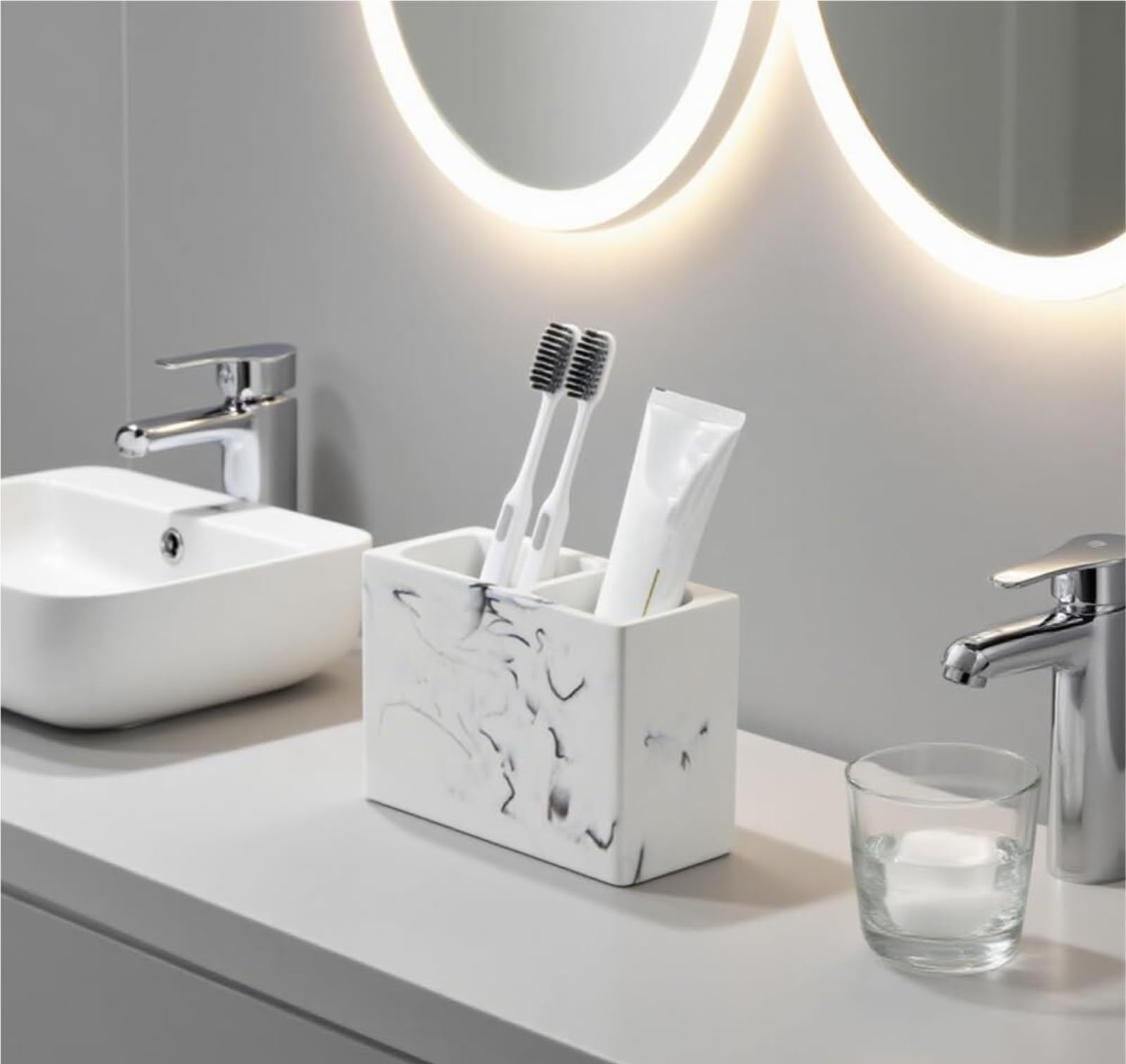 Porta Spazzolino Portaspazzolino for Organizer da Bagno, for Dentifricio, Appoggio Organizer Bagno(White)