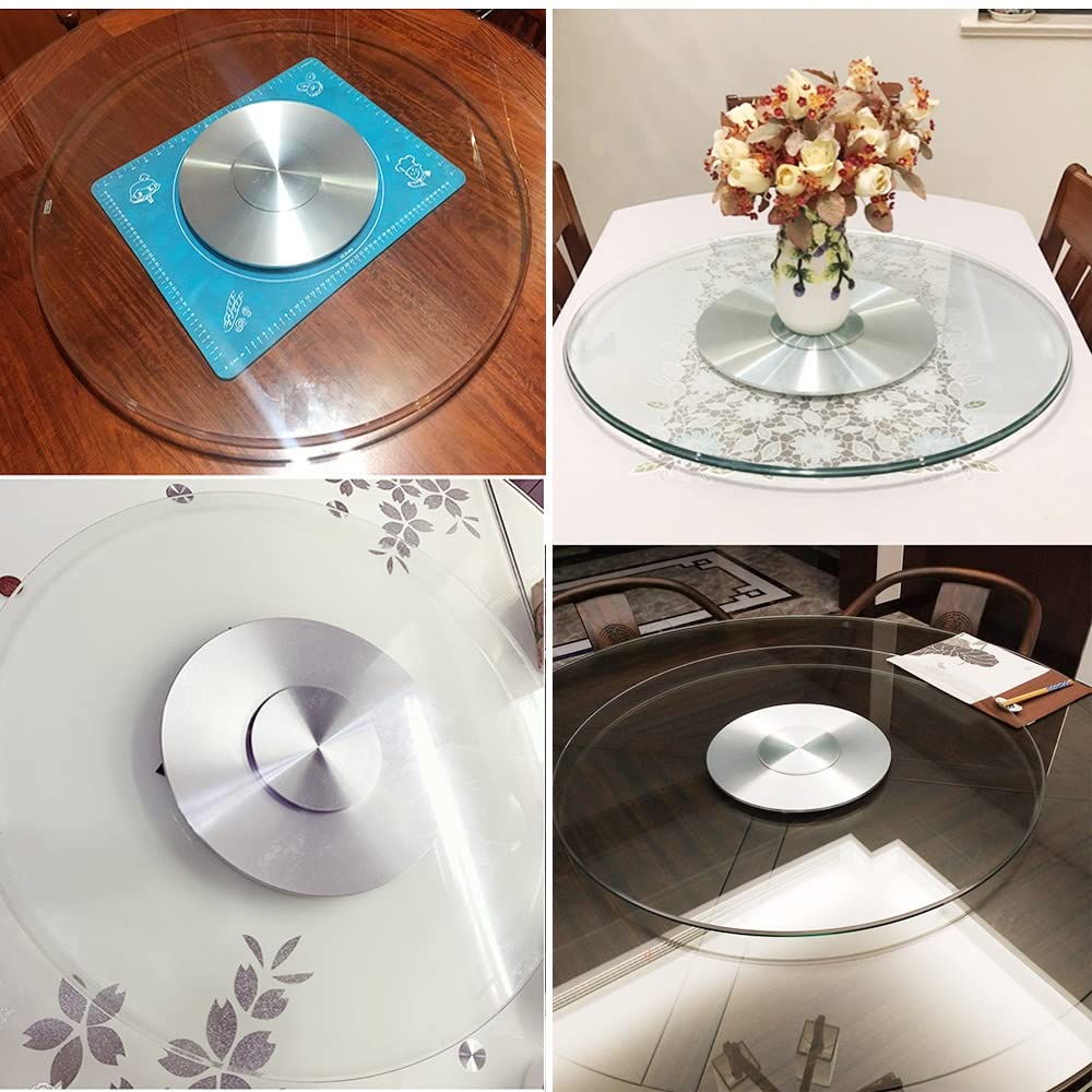 Vassoio Girevole in Vetro temperato da 8 mm 60/70/80/90/100 cm Piatto Girevole Lazy Susan Trasparente, Piatto Girevole da Tavolo con Cuscinetti silenziosi, capacità di carico 440 Ib/220 kg (