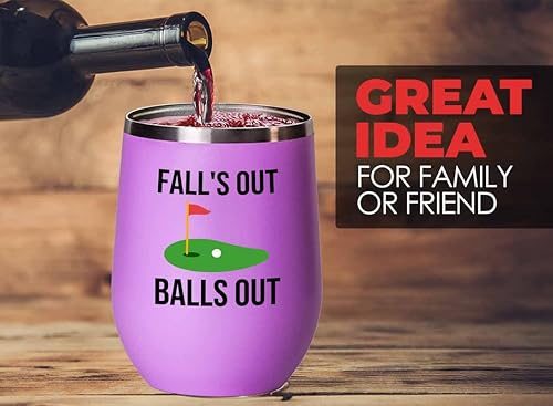 Miniatura 2 de Vaso de vino rosa de golf de 12 onzas, Fll's Out Ball's Out - Campo de golf Match Play Birdie Putt Golf Club Outoor Game Caddy
