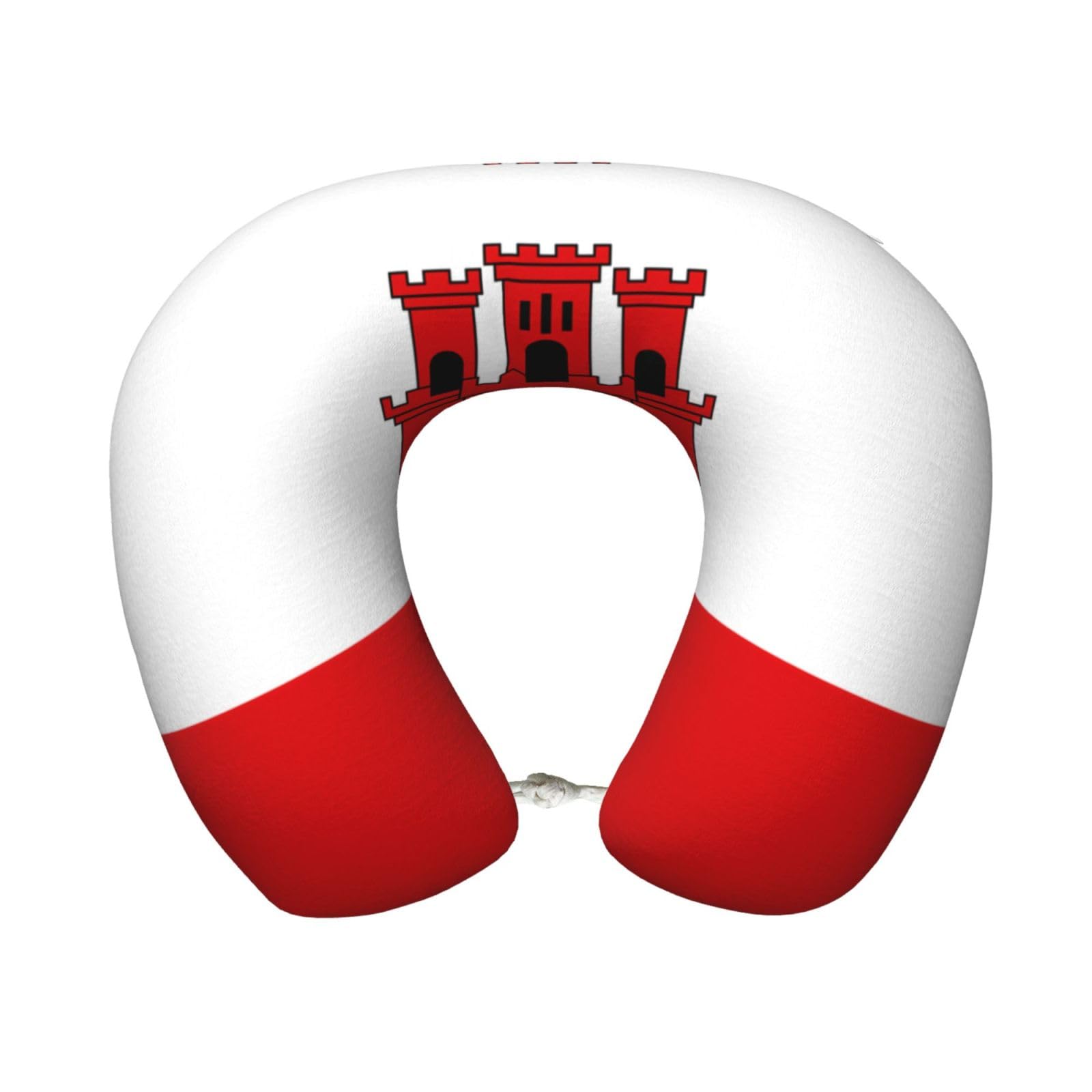 peiyeety Comfortable Flag of Gibraltar Print Memory Foam Travel Pillow - U-Shaped Neck Support for Trips, Office Naps, and More