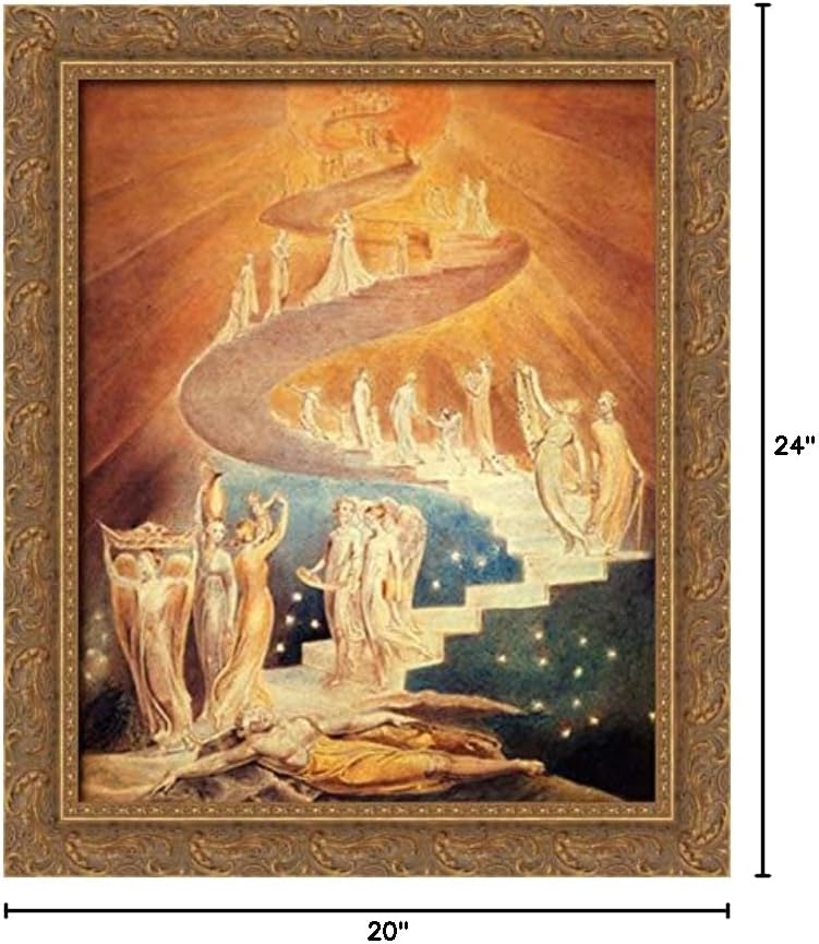Jacob'S Ladder 20x24 Gold Ornate Wood Framed Canvas Art by William Blake