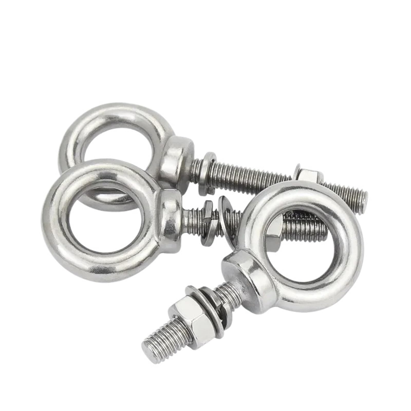 Pernos de Ojo de Acero CáNcamos Juego de pernos ojo anillo M3 M4 M5 M6 M8 con arandelas y tuercas retención, extendidos acero inoxidable 304, tornillos elevación marino(M3x15mm 2sets)