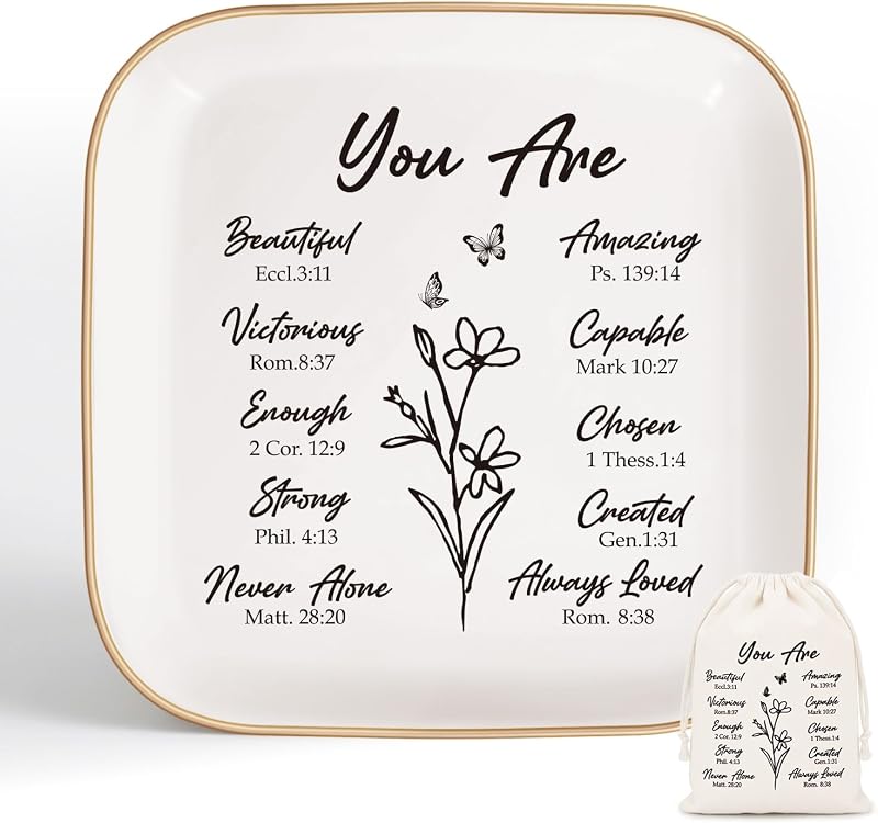 LITTLEBIGGER Christian Gifts for Women - Jewelry Tray Tray with Gift Bag | Confirmation Gifts for Teen Girls, Baptism Gifts for Girl, Religious Gifts for Women, Mother, friend, daughter, colleague