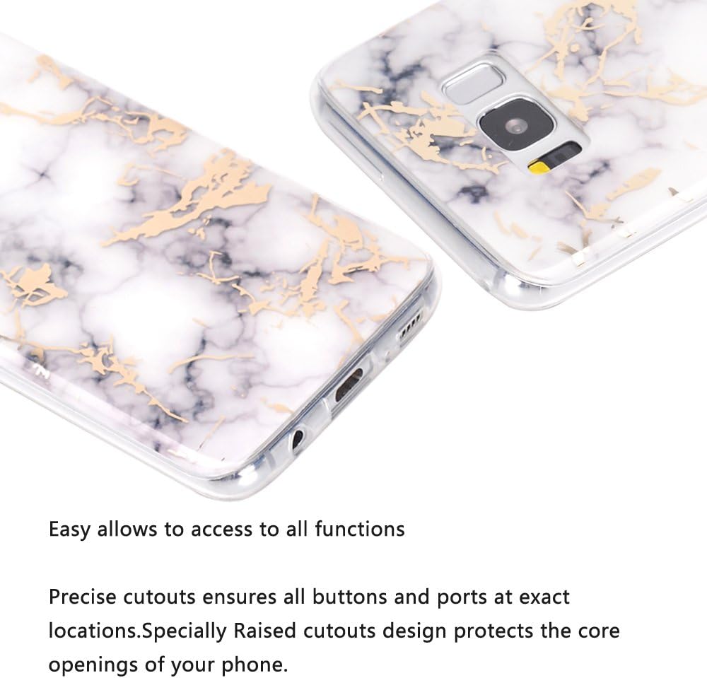 Galaxy S8 Case,Samsung Galaxy S8 Case,Spevert Marble Pattern Hybrid Hard Back Soft TPU Raised Edge Ultra-Thin Shock Absorption Scratch Proof Slim Protective Case for Samsung Galaxy S8 - White