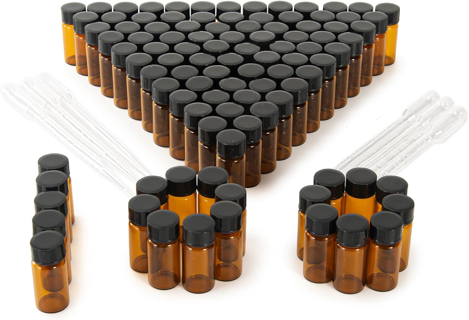 BKMAMLAB 5ml Amber Small Glass Vials 100pcs with Screw Caps