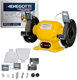 Motoesmeril - 5'' Plus 150-05 Mono Menegotti - 1/4CV 127/220V com Visor e Abrasivos A36/A60 Original - 150W