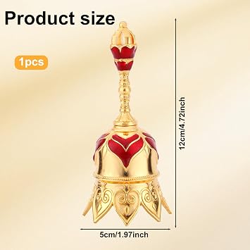 Copper Alloy Hand Bell, Super Loud Golden Lotus Bell with Handle Dinner Call Handbell for Elderly Restaurant Servicing Calling Meditation Church Home Wedding Gift (Red Gold)