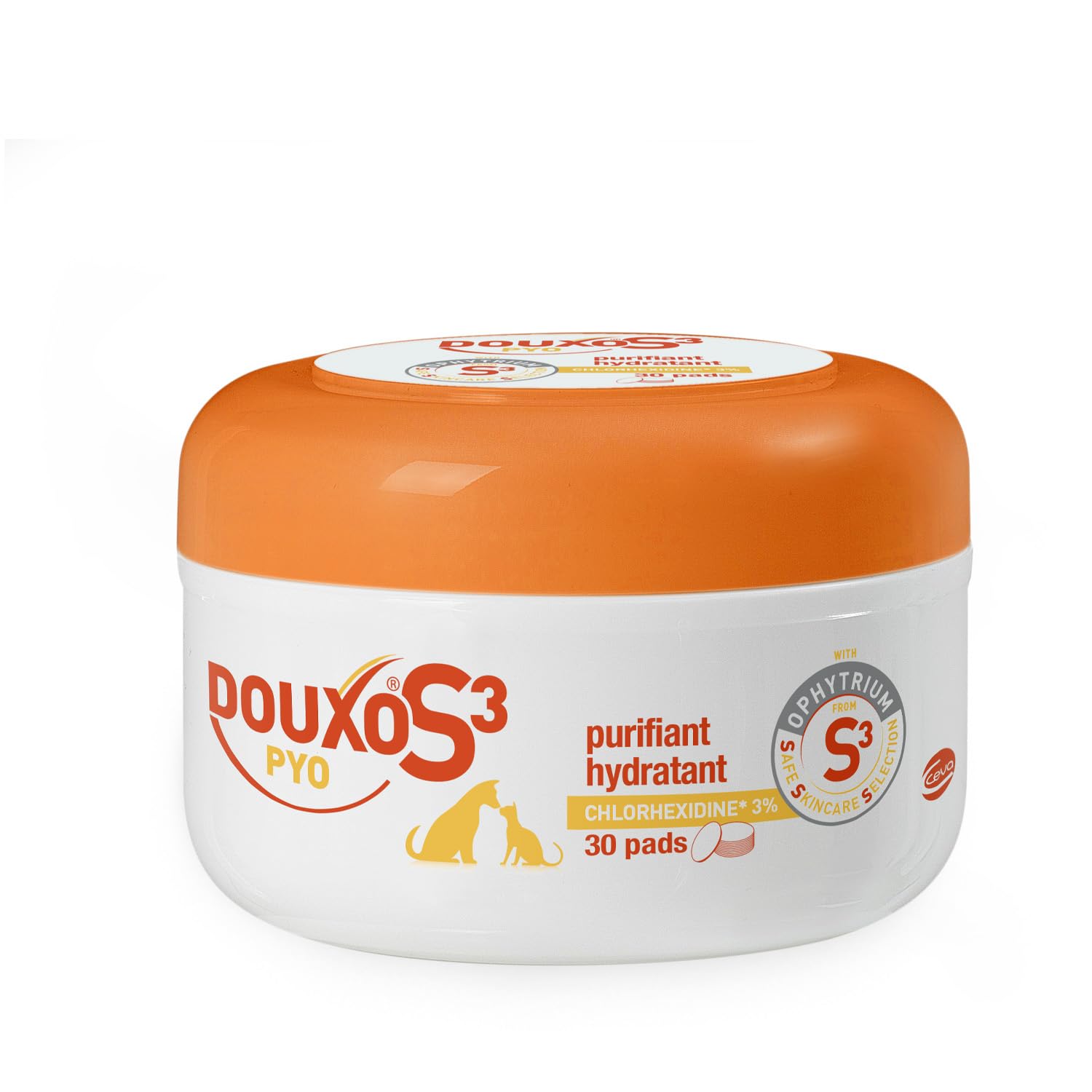 DOUXO S3 PYO Pads, 30 cotons imprégnés pour nettoyer, désinfecter et apaiser la peau des chiens et des chats