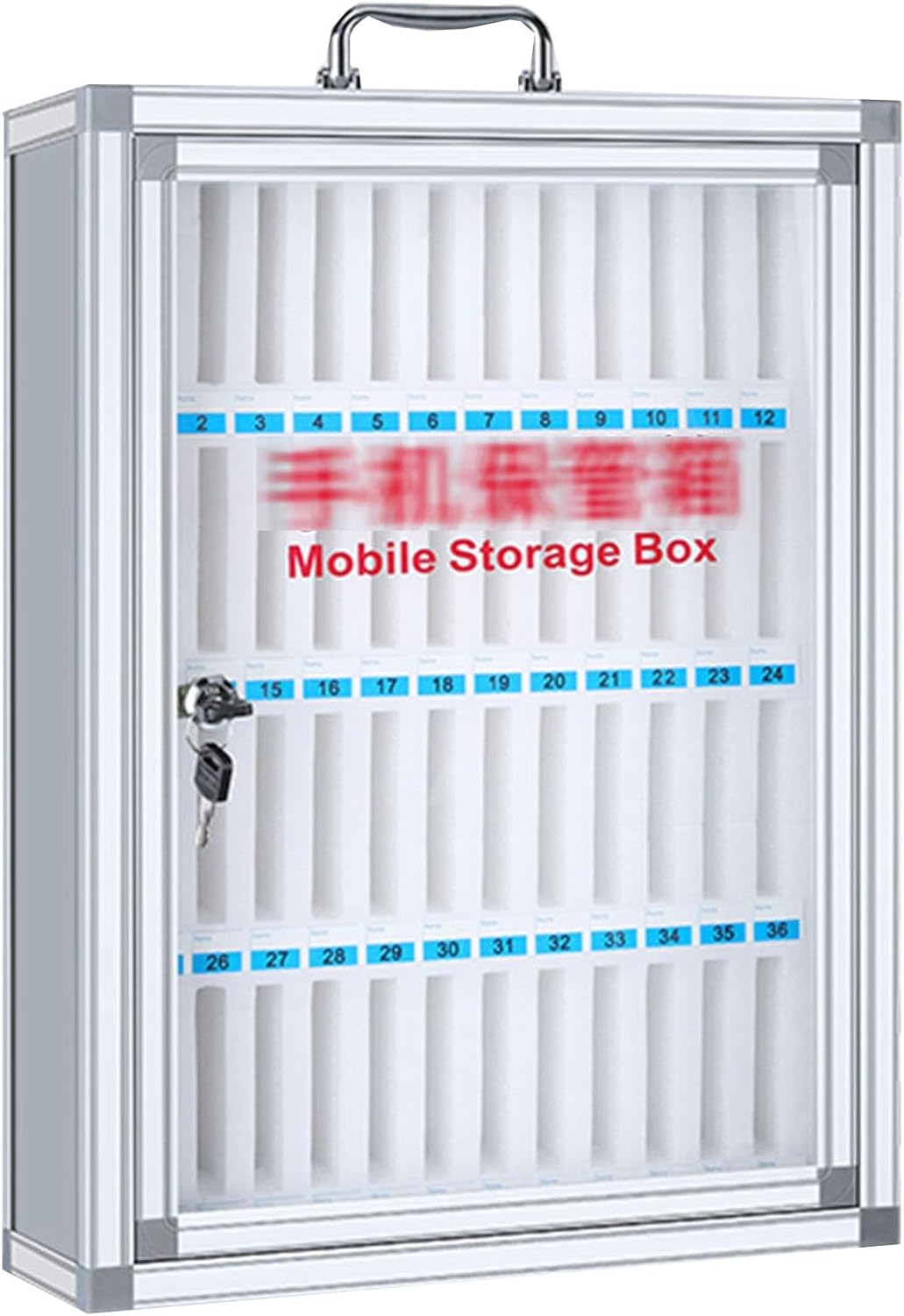 Phone Storage Cabinet Cell Phone Storage Box School Factory Laboratory Purchase Mobile Phone Cabinet Phone Management Cabinet with Lock Can Store 12~60 Mobile Phones,Silver-12 bits