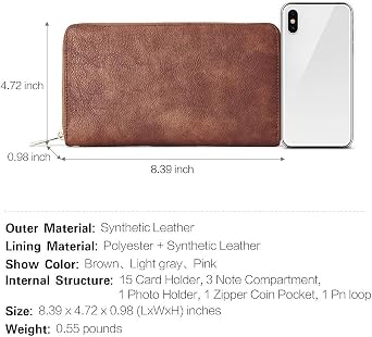CLUCI Women Wallet Large PU Leather Wristlet Purse for Women RFID Blocking Zip Around Card Holder Ladies Travel Clutch | RFID