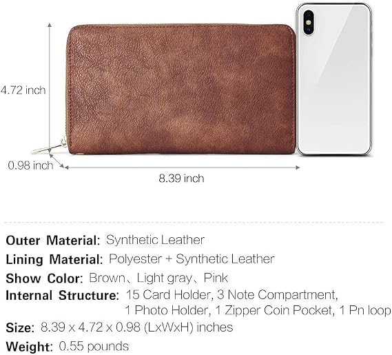 CLUCI Women Wallet Large PU Leather Wristlet Purse for Women RFID Blocking Zip Around Card Holder Ladies Travel Clutch | RFID
