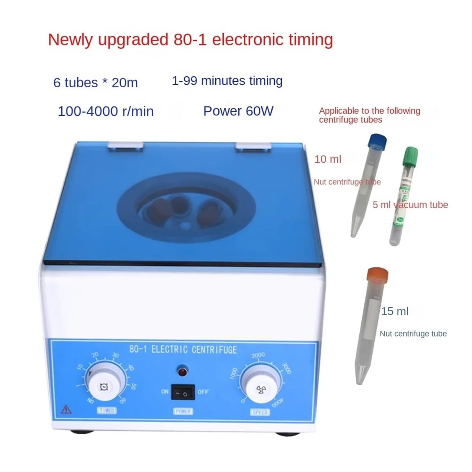 Tischzentrifuge, Elektrische Desktop-Laborzentrifuge, Laborbedarf, Medizinische Praxis, 4000 U/min, 20 Ml X 6, Modell 80-1