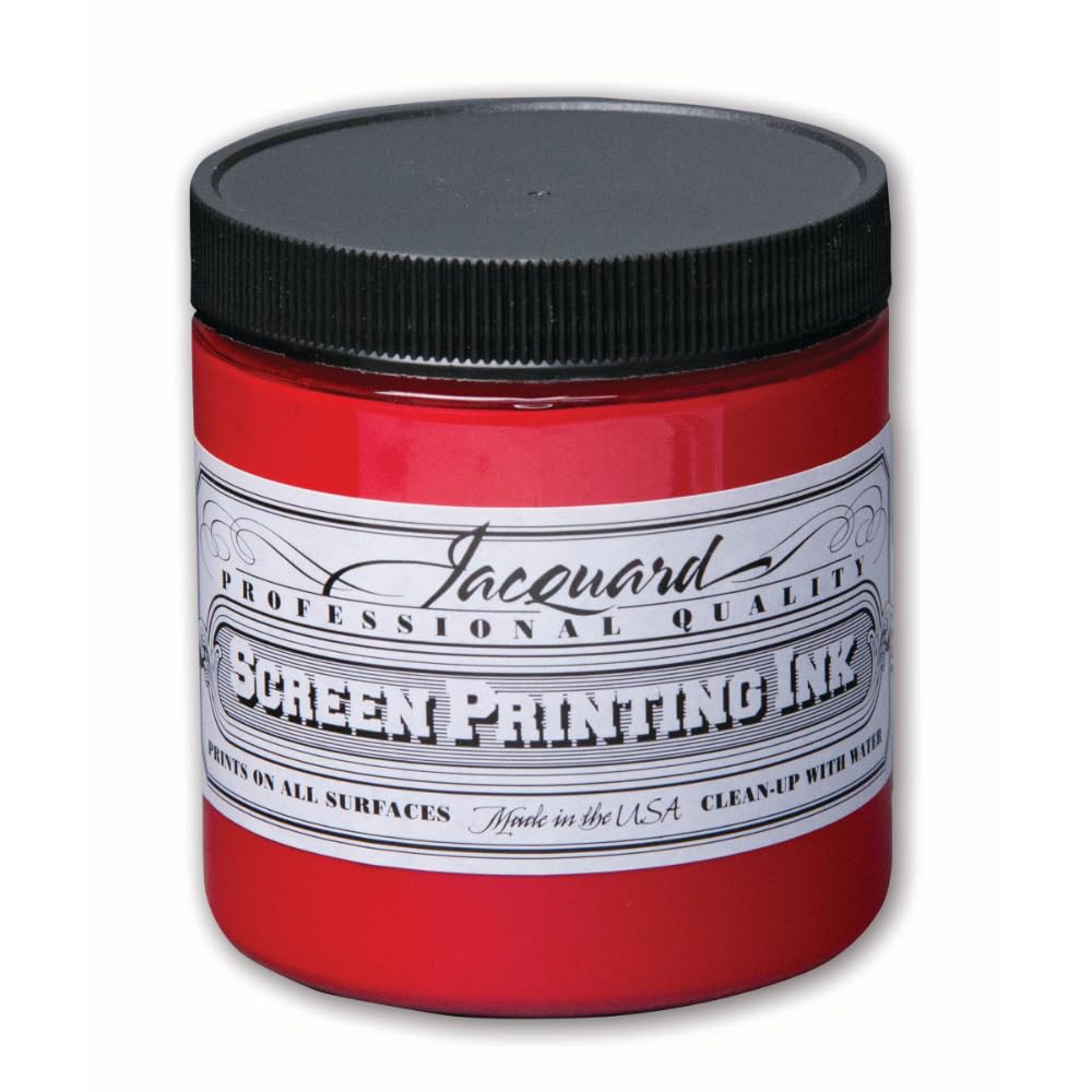 Jacquard Opaque Red Water Based Screen Printing Ink, 8 Oz – Fabric Paint For T-Shirts, Textiles & Art Projects