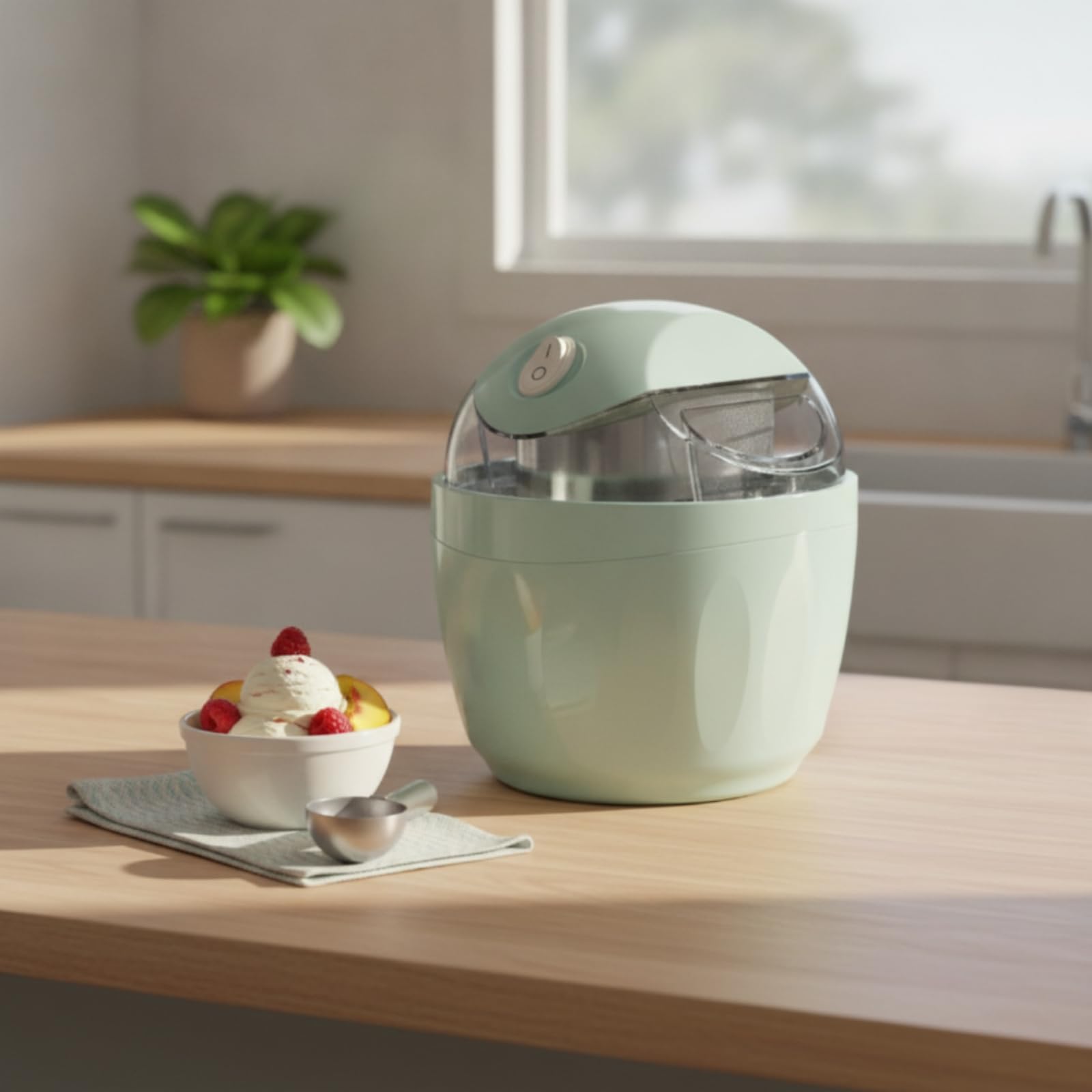Máquina de Helados Infantil Heladera Automática Creado Postres Crema Fría con Observación del y Tamaño Ahorro de Espacio Adecuada y en Casa, Azul Claro