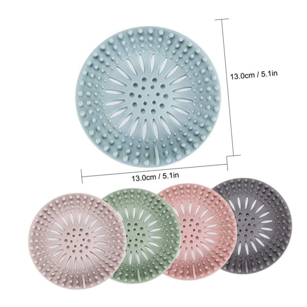 Silicone Sink Strainer Shower Drain Hair Catcher Scarico for Lavandino e Vasca in Silicone Raccogli Capelli Multicolor 13,2x13,2 cm 5 Pz(As Shownx3pcs,13.2X13.2CMx3pcs)