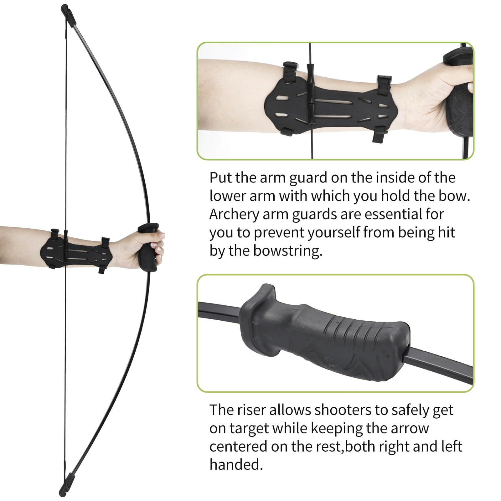 Bogenschießen Recurve Bogen und Pfeil Jugendbogen Set, Bogenschießen Anfänger Geschenk mit 4 Pfeile 5 Ziel Gesicht,Outdoor Sport Spiel Langbogen