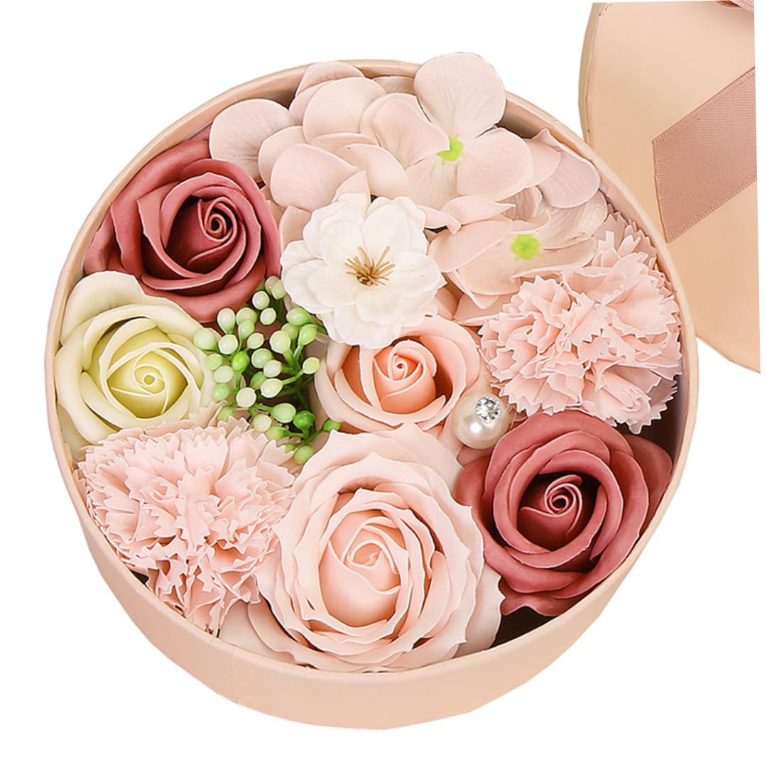 Grtheenumb Pink Rose Soap, Artificial Soap Flower Box, Carnation Rose Scented Soaps, Carnation Petal Scented Bath Body Flower Decoration For Wedding, Mother's Day, Valentine's Day, Graduation