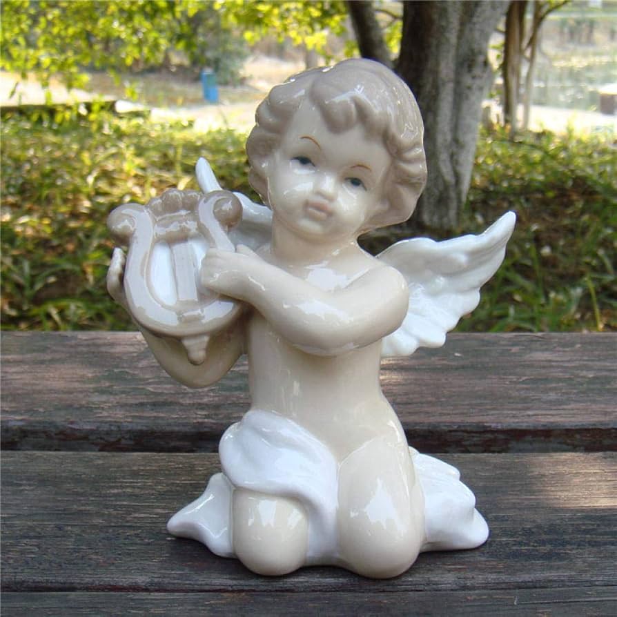 Amazon.co.jp: 彫像置物動物像装飾品かわいい磁器天使置物手作り陶器