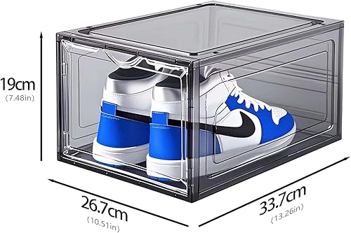Miniatura 2 de Organizador de almacenamiento de zapatos mejorado, paquete de 6 cajas de zapatos apilables de plástico transparente con puerta magnética para