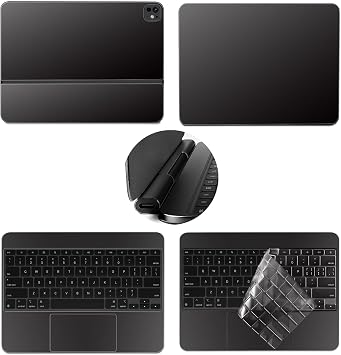 5-in-1 Tablets Decals Sticker for iPad Pro M4 2024 A2836/A2837 11 inch Magic Keyboard Protective SkinBlack with Waterproof Transparent TPU Keyboard Cover