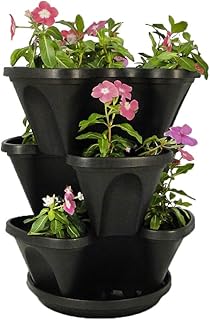3 Tier Stacking Planter-Flower, Herb, Stackable Garden, Vegetable-Self-W...