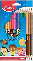 Lápis de cor, Maped, Color Pep´s, 832071ZV, 12 Cores + 3 Lápis Duo Cores da Pele, Multicolorido, 832071