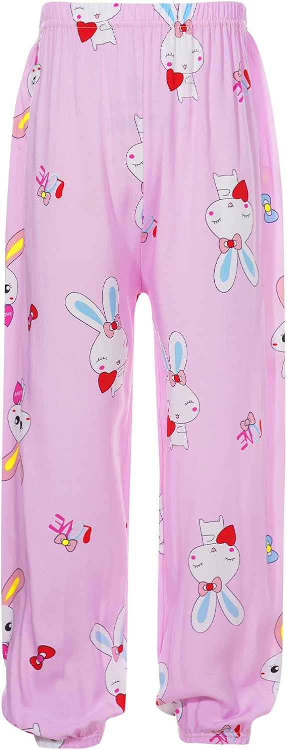 YiZYiF Kids Girls Loose Hippie Pants Print Animal Harem Pants Baggy Trousers Sport Yoga Dance Pilates Bottoms Trousers