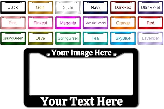 إطار لوحة ترخيص مخصص ، إطارات لوحة ترخيص مخصصة مع صورتك أو نصك الخاص ، تصميم مخصص مضحك ملحقات السيارة المعدنية حامل لوحة ترخيص Chrome 2 ثقوب