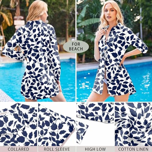 Image of HOTOUCH Women Boyfriend Shirts Button Down Long Sleeve Blouse Cuffed Sleeve Collared Shirt