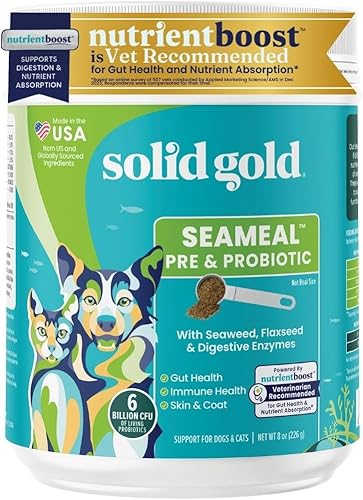 Miniatura 28 de Solid Gold Polvo multivitamínico para gatos y perros, polvo de algas, Omega 3 y vitaminas para la salud dental, digestiva, inmunológica, de la piel