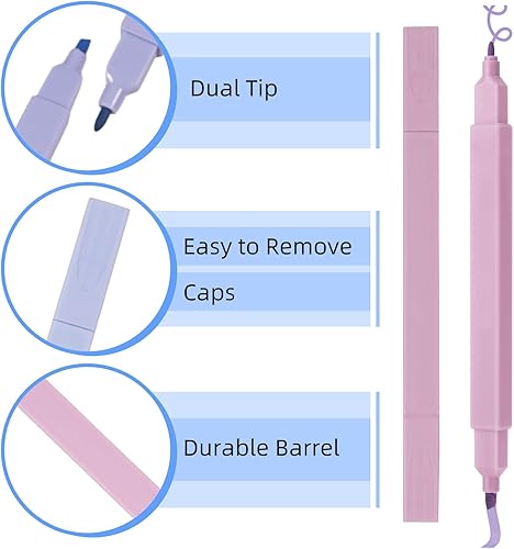 Miniatura 5 de EooUooIP Marcadores estéticos de doble punta para la Biblia, paquete de 12 resaltadores pastel, cincel y puntas finas, bonitos resaltadores de