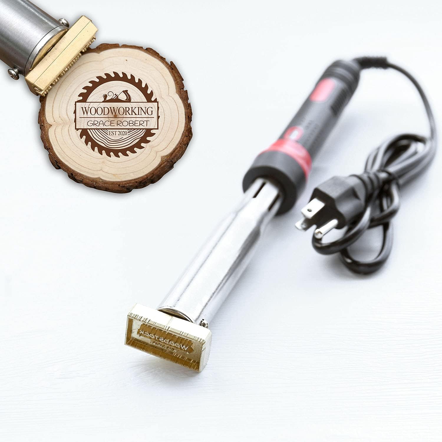 Custom Electric Wood Branding Iron with Custom Stamp, Personal Woodworking Hot Embossing Stamp, 200W 110V (1.5")