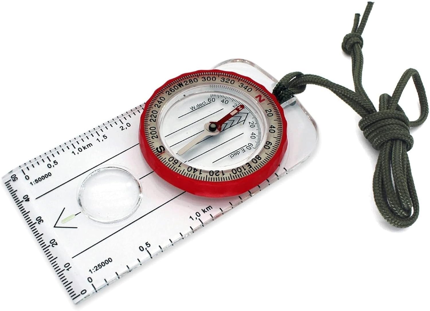Outdoor Multi-Function Drawing Compass, North Needle with Magnifying Glass, Scale Bar, Luminous Function, Clearer and More Durable