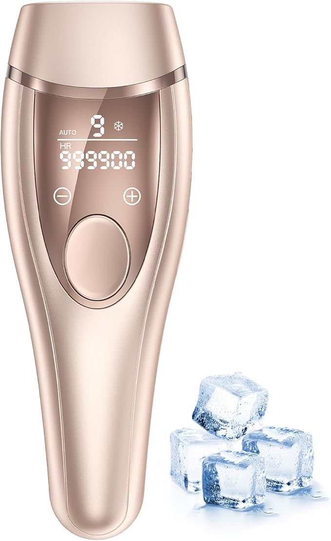 Epilatore Luce Pulsata con Funzione di Raffreddamento, 9 Livelli di Energia, 999,900 Flashes Luce Pulsata IPL per, Corpo, Ascelle, Bikini