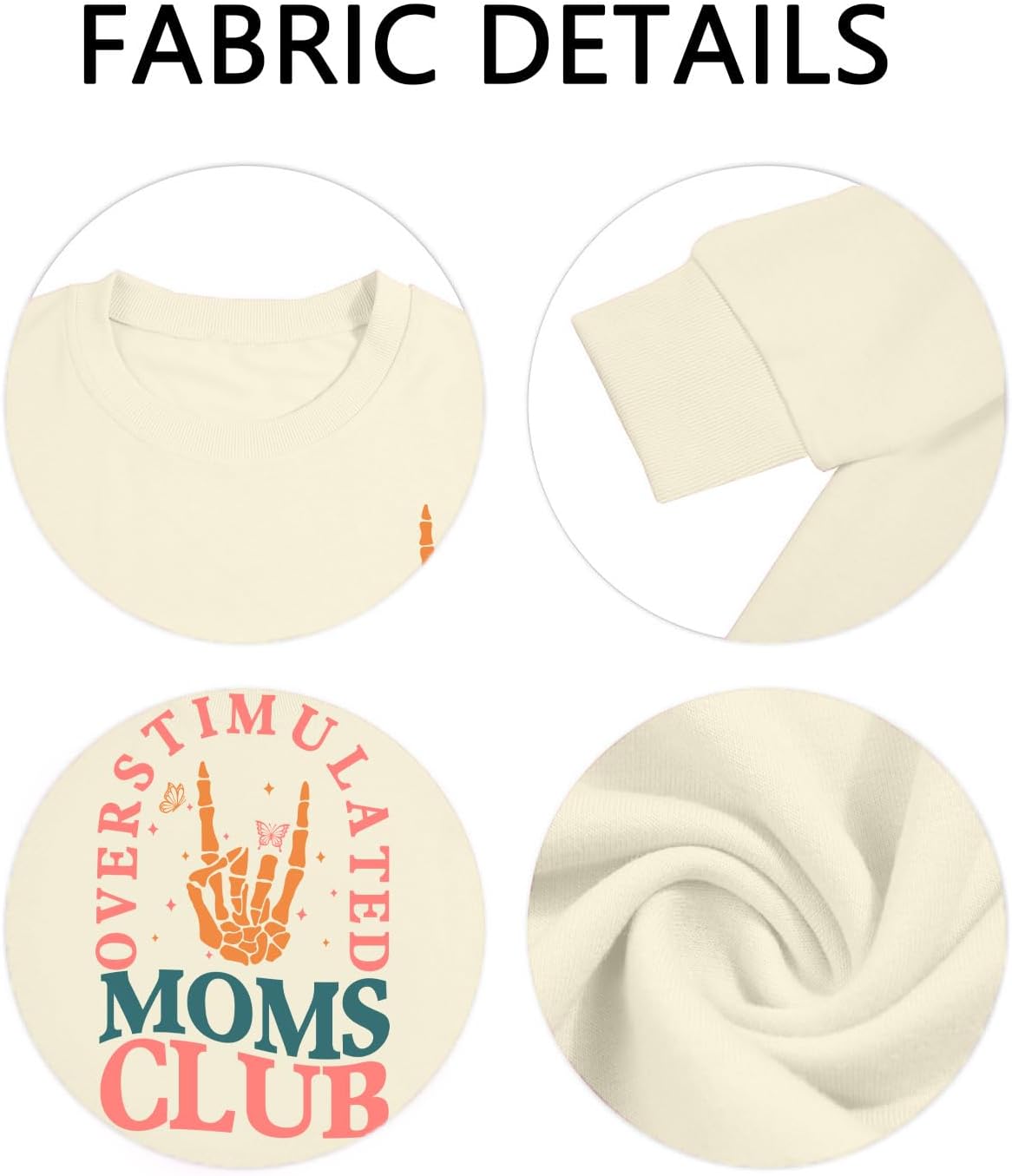 Mama Sweatshirt Overstimulated Moms Club Shirts for Women Skeleton Graphic Rock Pullover Tops - Image 5