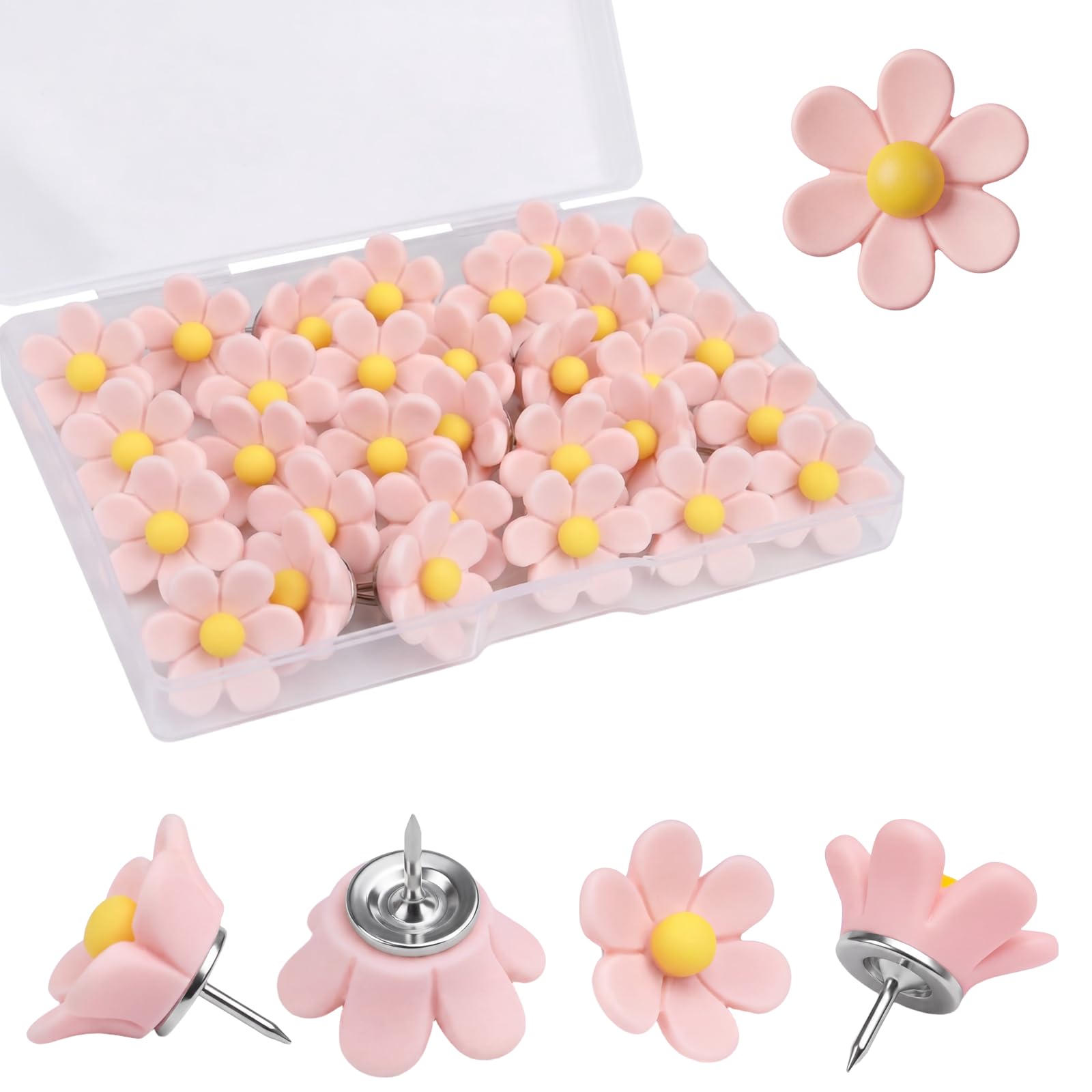 Flower Push Pins - Cute Office Decor & Bulletin Board Supplies -12 Flower Push Pins - Cute Office Decor & Bulletin Board Supplies -12