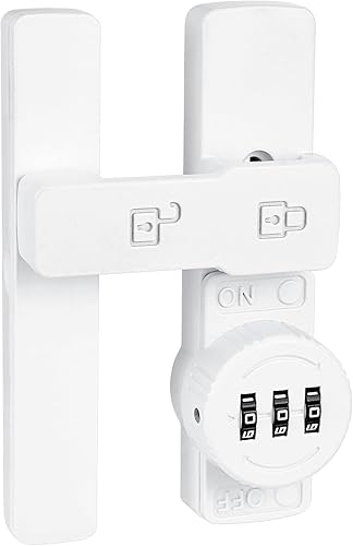 Miniatura 8 de Paquete de 2 cerraduras blancas para puerta de granero de 180 grados, cerradura mecánica de contraseña, pestillo abatible con combinación,