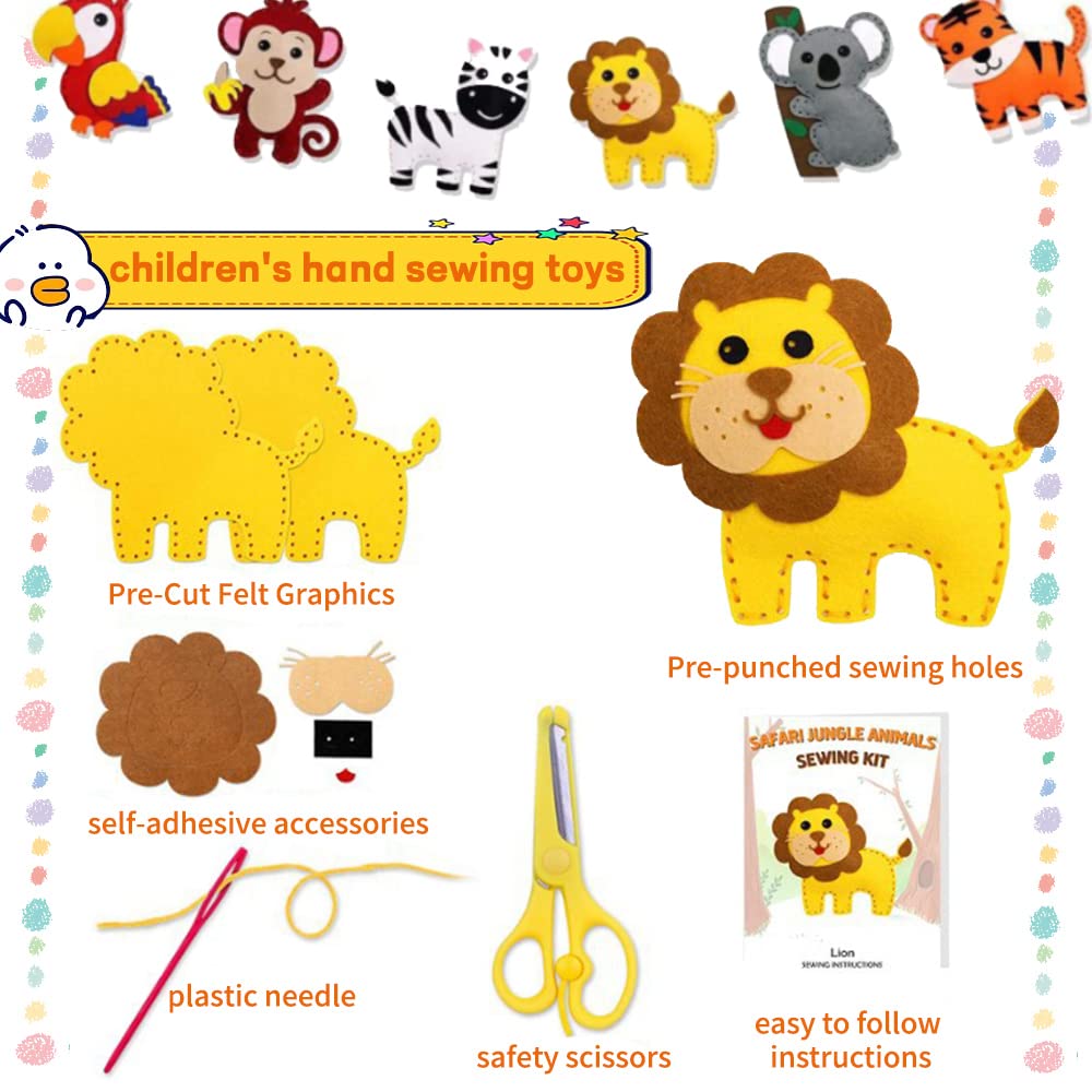 Zestaw do szycia Kraeoke DIY, 14 sztuk, dla dzieci, z nożyczkami do szycia