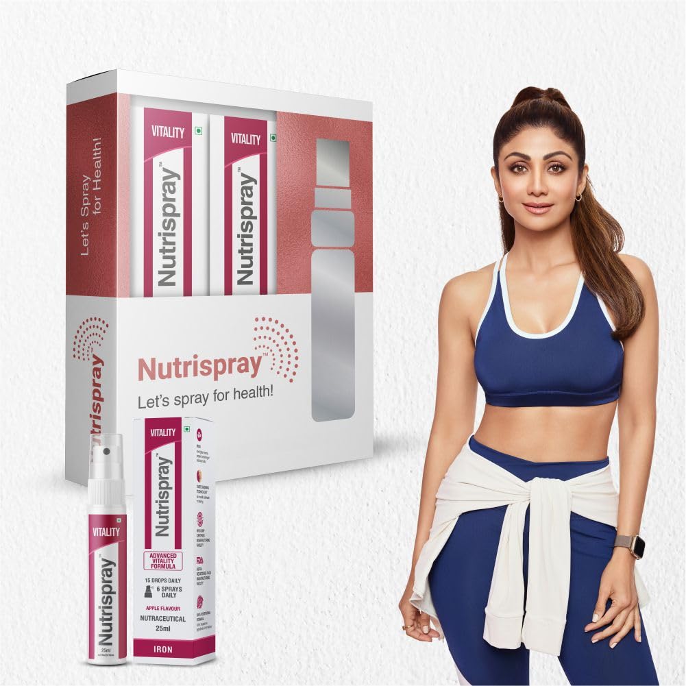 Sponsored Ad - VITALITY Iron & Beetroot Oral Spray | Fast Absorption Iron Supplement | Supports Energy, Immunity & Healthy Blood | Apple Flavor | Daily Wellness for Men & Women | Pack of 3 (25ml each)