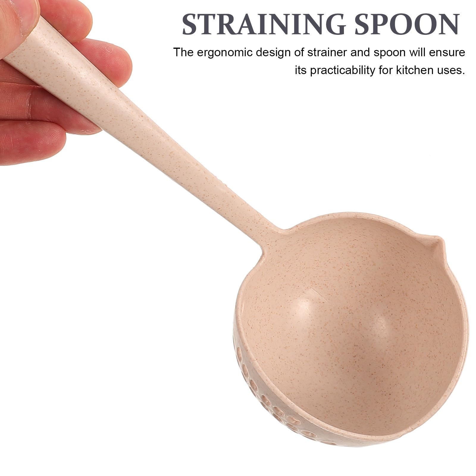 HANABASS 2-in-1 Silicone Soup Ladle with Strainer - Heat-Resistant Cooking Spoon for Separating Liquids/Solids, Beige Kitchenware (Plastic Handle, Pan Filter Tool) - Image 9