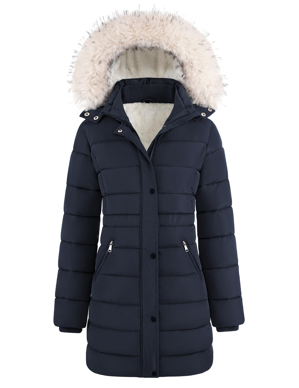 Yuson Girl Cappotto Donna Invernale Lungo Giubbotto Elegante Invernali Cappuccio Forti Antivento Piumino Giubbotti Imbottito Calda Parka Coat Pesante Vento Giacca con Zip Tasche