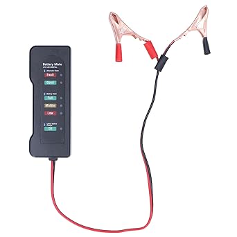 Car Battery Tester 12V Battery Analyzer Reverse Protection High Sensitivity LED Display Battery Load Tester for Cars Forklifts Boats RVs Motorcycles Plastic Pure Copper 69g
