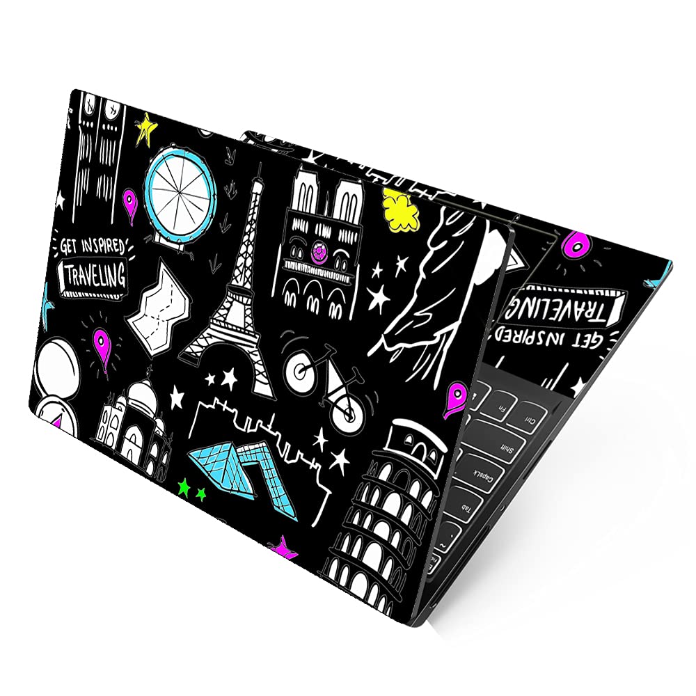 Dzazner Full Panel Laptop Skins Compatible with 13.3, 14.1, 15.6 inch - No Residue, Bubble Free - Removable HD Quality Printed Vinyl/Sticker/Cover Compatible For Dell-Lenovo-Acer-HP (Wonders on Black) (B09GKD32FY) Amazon Price History, Amazon Price Tracker
