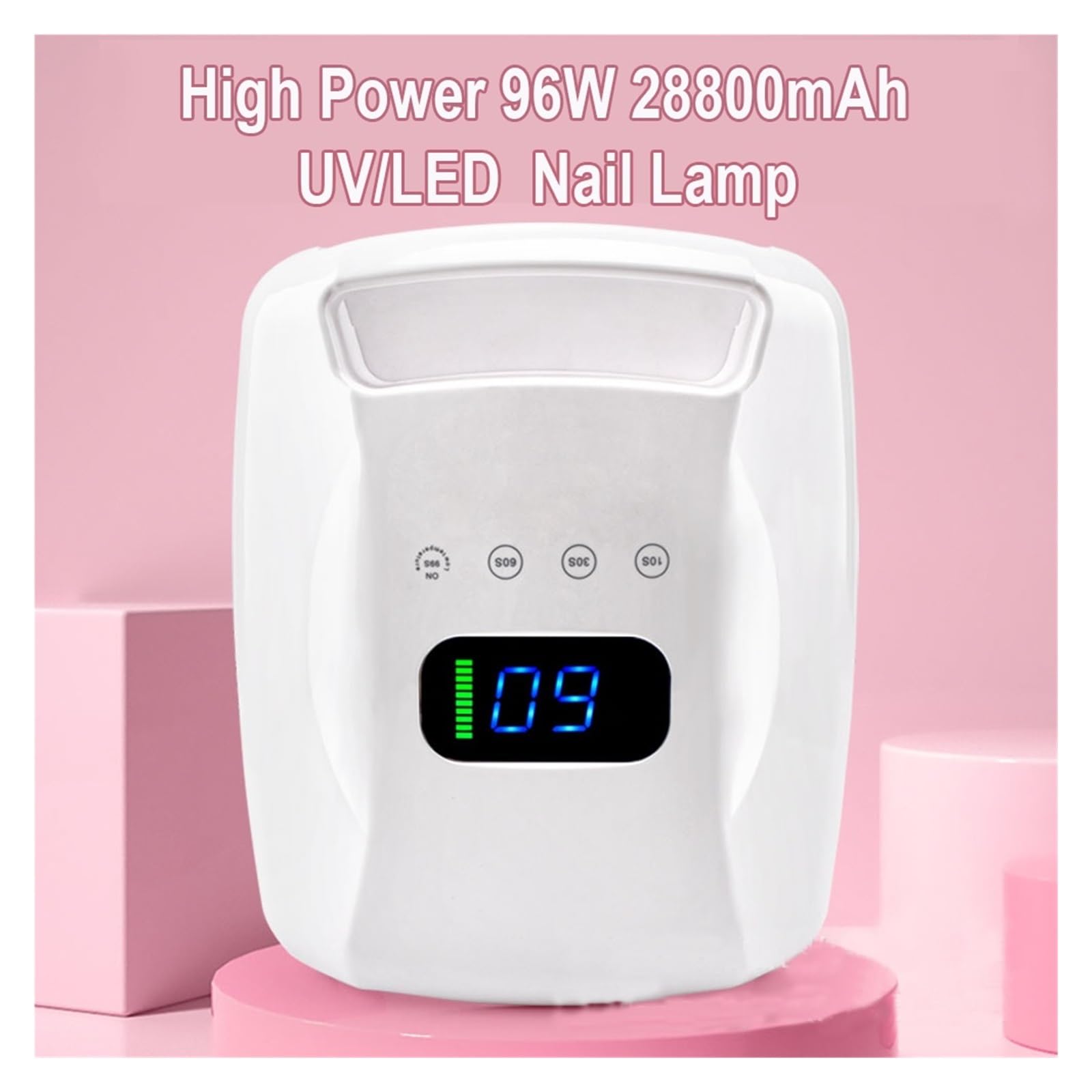 Lampa UV do Paznokci, Lampa LED UV do paznokci Bezprzewodowa lampa LED UV do paznokci Profesjonalny bezprzewodowy akumulator Suszarka do paznokci Maszyna do manicure 96 W Lampa do przenośnego utwardza