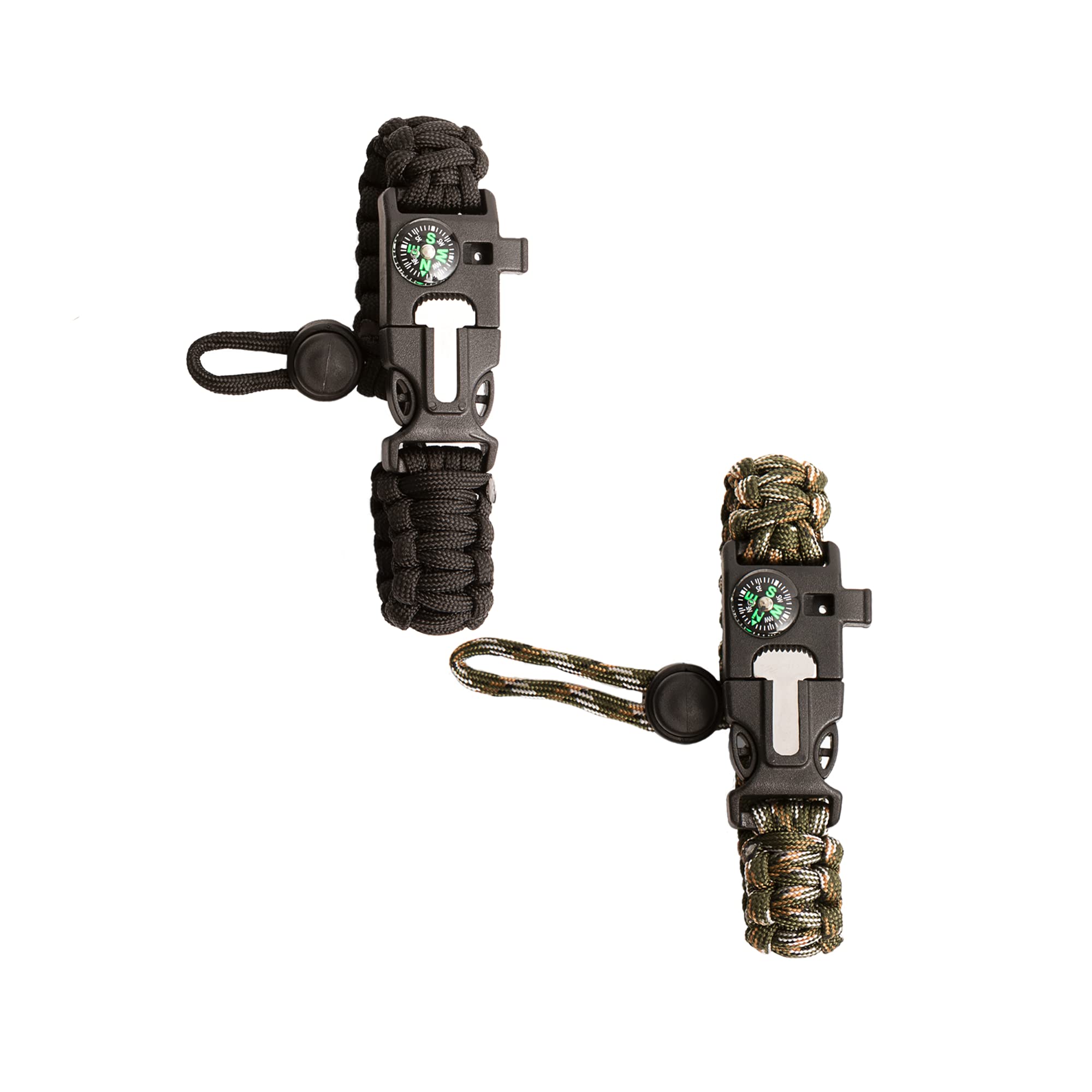 Bushcraft Survival Paracord Bracelet and 5-in-1 Multi Tool Camping Gear - Includes Compass, Whistle, Wire Saw, Fire Starter and 10